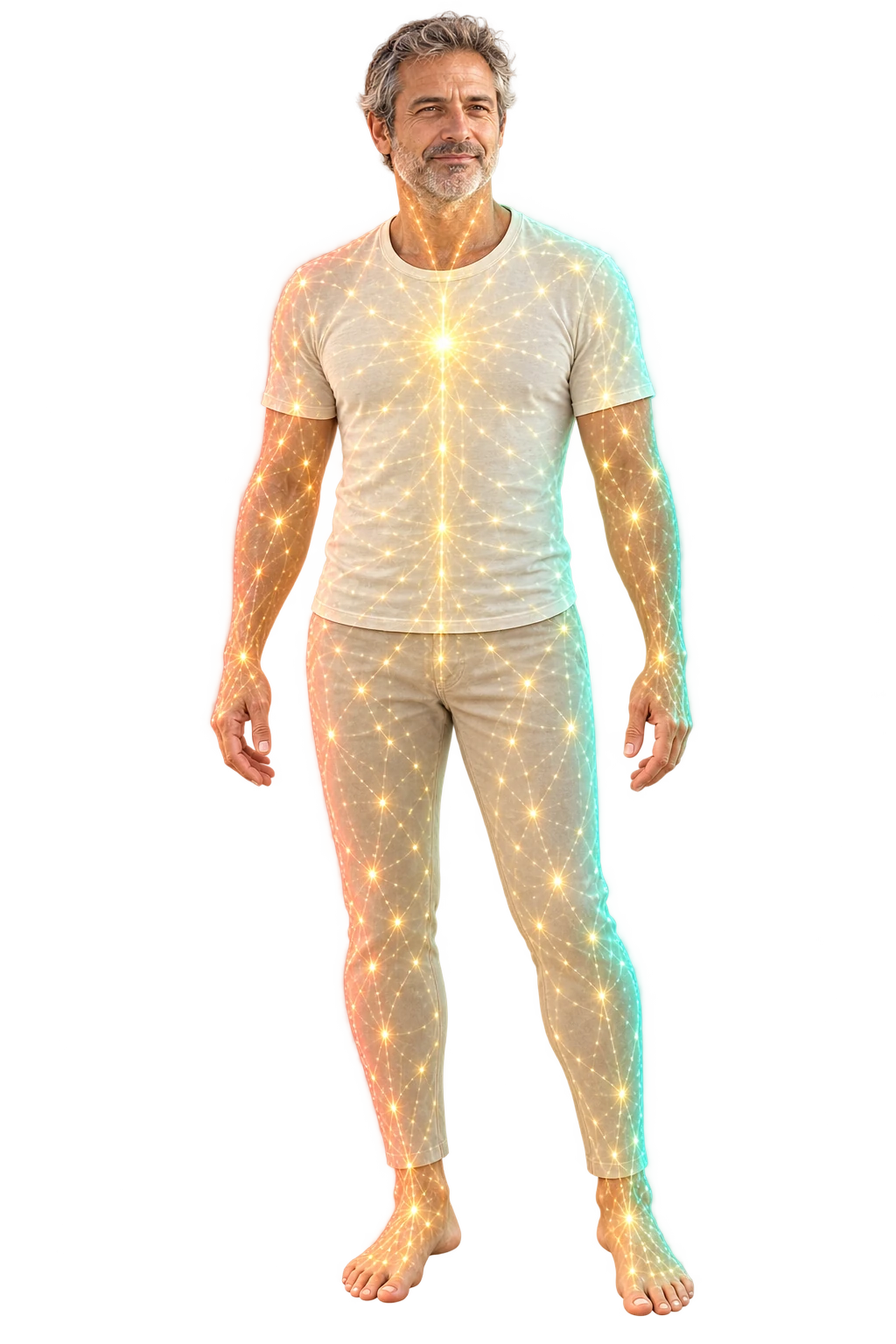 An illustrative male biological twin revealed by the face scan animation